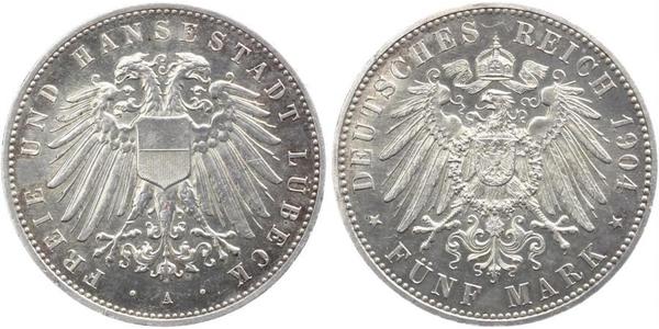 5 Mark Free City of Lübeck Silver 