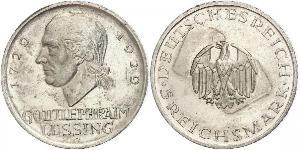 5 Mark German Empire (1871-1918) Silver Gotthold Ephraim Lessing