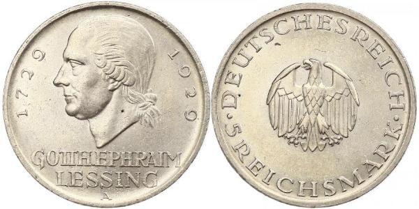 5 Mark German Empire (1871-1918) Silver Gotthold Ephraim Lessing