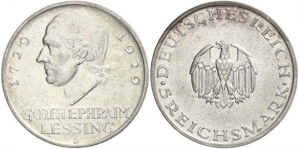 5 Mark German Empire (1871-1918) Silver Gotthold Ephraim Lessing