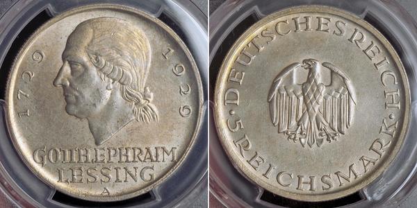 5 Mark German Empire (1871-1918) Silver Gotthold Ephraim Lessing