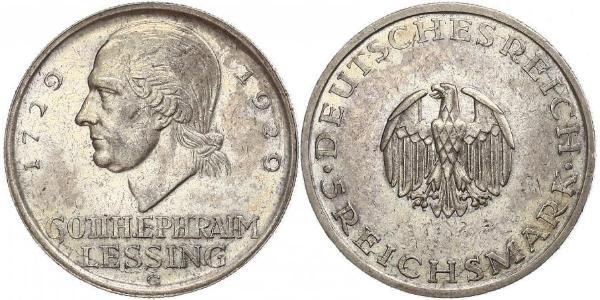 5 Mark German Empire (1871-1918) Silver Gotthold Ephraim Lessing