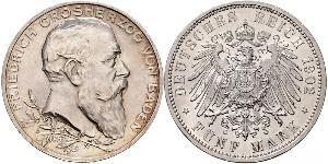 5 Mark German Empire (1871-1918) / Grand Duchy of Baden (1806-1918) Silver Frederick I, Grand Duke of Baden (1826 - 1907)