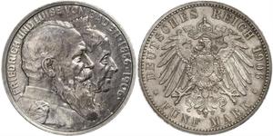 5 Mark German Empire (1871-1918) / Grand Duchy of Baden (1806-1918) Silver Frederick I, Grand Duke of Baden (1826 - 1907)