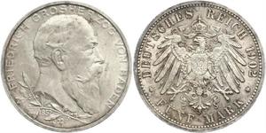 5 Mark German Empire (1871-1918) / Grand Duchy of Baden (1806-1918) Silver Frederick I, Grand Duke of Baden (1826 - 1907)