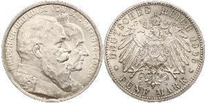 5 Mark German Empire (1871-1918) / Grand Duchy of Baden (1806-1918) Silver Frederick I, Grand Duke of Baden (1826 - 1907)