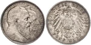 5 Mark German Empire (1871-1918) / Grand Duchy of Baden (1806-1918) Silver Frederick I, Grand Duke of Baden (1826 - 1907)