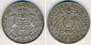 5 Mark German Empire (1871-1918) / Hamburg Silver 