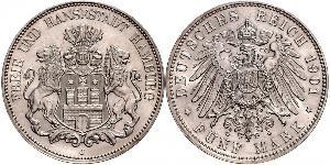 5 Mark German Empire (1871-1918) / Hamburg Silver 