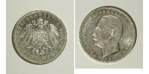 5 Mark Grand Duchy of Baden (1806-1918) Silver Frederick II, Grand Duke of Baden (1857 - 1928)