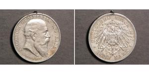 5 Mark Grand Duchy of Baden (1806-1918) Silver Frederick I, Grand Duke of Baden (1826 - 1907)