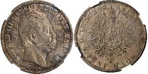 5 Mark Grand Duchy of Hesse (1806 - 1918) Silver Louis III, Grand Duke of Hesse