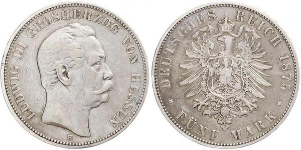 5 Mark Grand Duchy of Hesse (1806 - 1918) Silver Louis III, Grand Duke of Hesse