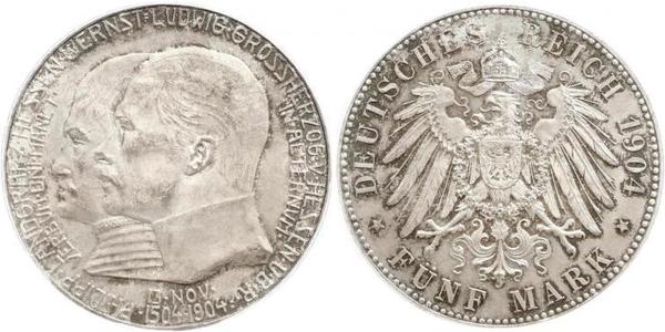 5 Mark Grand Duchy of Hesse (1806 - 1918) Silver Ernest Louis, Grand Duke of Hesse (1868 - 1937)