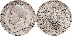 5 Mark Grand Duchy of Oldenburg (1814 - 1918) Silver Frederick Augustus III of Saxony (1865-1932)