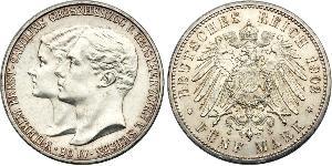 5 Mark Grand Duchy of Saxe-Weimar-Eisenach (1809 - 1918) Silver William Ernest, Grand Duke of Saxe-Weimar-Eisenach