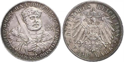 5 Mark Grand Duchy of Saxe-Weimar-Eisenach (1809 - 1918) Silver 