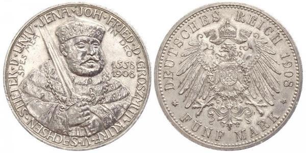 5 Mark Grand Duchy of Saxe-Weimar-Eisenach (1809 - 1918) Silver 