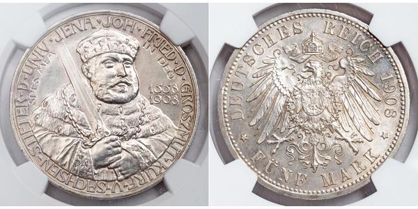 5 Mark Grand Duchy of Saxe-Weimar-Eisenach (1809 - 1918) Silver 