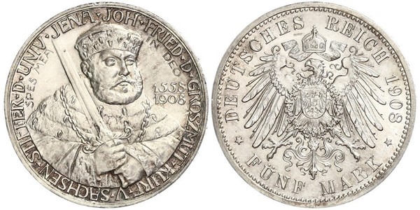 5 Mark Grand Duchy of Saxe-Weimar-Eisenach (1809 - 1918) Silver 