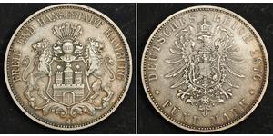 5 Mark Hamburg Silver 