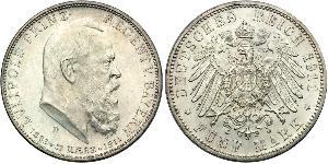 5 Mark Kingdom of Bavaria (1806 - 1918) Silver Otto of Bavaria (1848 – 1916)