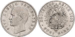 5 Mark Kingdom of Bavaria (1806 - 1918) Silver Otto of Bavaria (1848 – 1916)