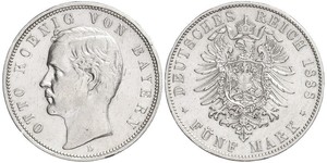 5 Mark Kingdom of Bavaria (1806 - 1918) Silver Otto of Bavaria (1848 – 1916)