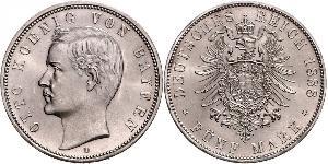 5 Mark Kingdom of Bavaria (1806 - 1918) Silver Otto of Bavaria (1848 – 1916)