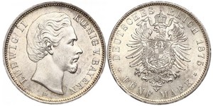 5 Mark Kingdom of Bavaria (1806 - 1918) Silver Ludwig II of Bavaria (1845 – 1886)