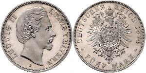 5 Mark Kingdom of Bavaria (1806 - 1918) Silver Ludwig II of Bavaria (1845 – 1886)