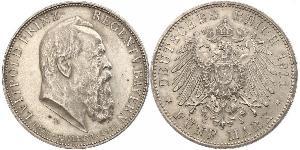 5 Mark Kingdom of Bavaria (1806 - 1918) Silver Otto of Bavaria (1848 – 1916)