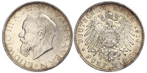 5 Mark Kingdom of Bavaria (1806 - 1918) Silver Ludwig III of Bavaria (1845 – 1921)