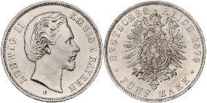 5 Mark Kingdom of Bavaria (1806 - 1918) Silver Ludwig II of Bavaria (1845 – 1886)