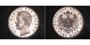 5 Mark Kingdom of Bavaria (1806 - 1918) Silver Otto of Bavaria (1848 – 1916)