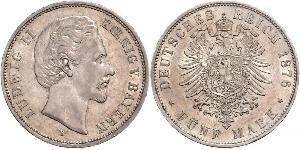 5 Mark Kingdom of Bavaria (1806 - 1918) Silver Ludwig II of Bavaria (1845 – 1886)