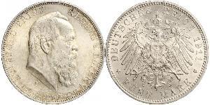 5 Mark Kingdom of Bavaria (1806 - 1918) Silver Otto of Bavaria (1848 – 1916)