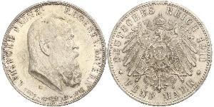 5 Mark Kingdom of Bavaria (1806 - 1918) Silver Otto of Bavaria (1848 – 1916)