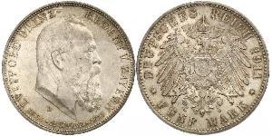 5 Mark Kingdom of Bavaria (1806 - 1918) Silver Otto of Bavaria (1848 – 1916)