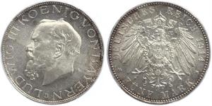 5 Mark Kingdom of Bavaria (1806 - 1918) Silver Ludwig III of Bavaria (1845 – 1921)