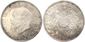 5 Mark Kingdom of Bavaria (1806 - 1918) Silver Ludwig III of Bavaria (1845 – 1921)