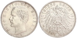 5 Mark Kingdom of Bavaria (1806 - 1918) Silver Otto of Bavaria (1848 – 1916)