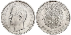 5 Mark Kingdom of Bavaria (1806 - 1918) Silver Otto of Bavaria (1848 – 1916)