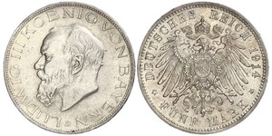 5 Mark Kingdom of Bavaria (1806 - 1918) Silver Ludwig III of Bavaria (1845 – 1921)