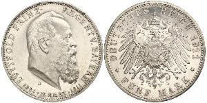 5 Mark Kingdom of Bavaria (1806 - 1918) Silver Otto of Bavaria (1848 – 1916)