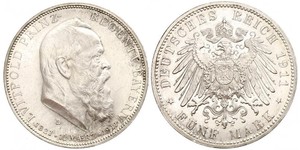 5 Mark Kingdom of Bavaria (1806 - 1918) Silver Otto of Bavaria (1848 – 1916)