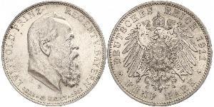 5 Mark Kingdom of Bavaria (1806 - 1918) Silver Otto of Bavaria (1848 – 1916)