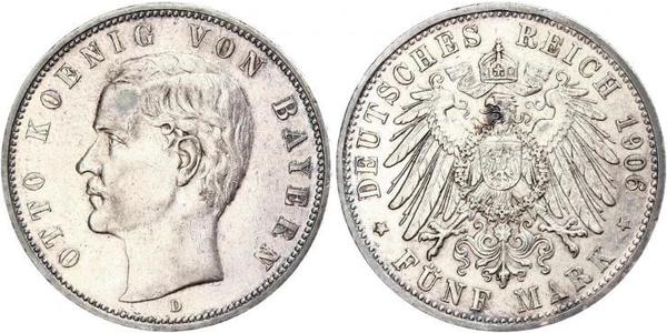 5 Mark Kingdom of Bavaria (1806 - 1918) Silver Otto of Bavaria (1848 – 1916)