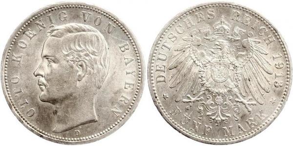 5 Mark Kingdom of Bavaria (1806 - 1918) Silver Otto of Bavaria (1848 – 1916)