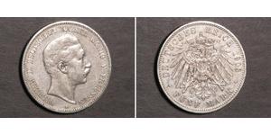 5 Mark Kingdom of Prussia (1701-1918) Silver Wilhelm II, German Emperor (1859-1941)